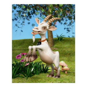 Lustige Cartoon-Ziege Garten Tier Kunst Poster