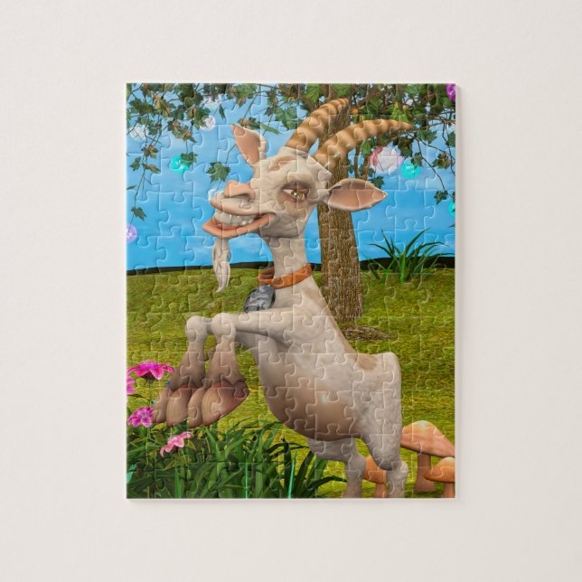 Lustige Cartoon-Ziege Garten Tier Kunst Puzzle (Vertikal)