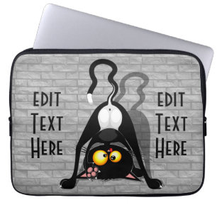 Lustige Cartoonfigur einer Katze auf dem Kopf Laptopschutzhülle