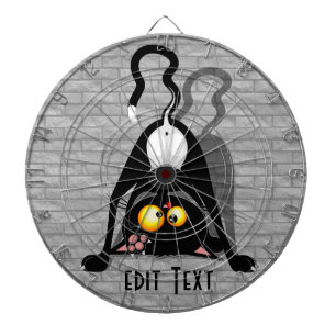 Lustige Cartoonfigur: Katze auf dem Kopf Dartscheibe