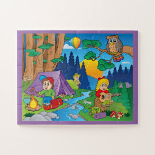 Lustige Cartoons Camping Puzzle