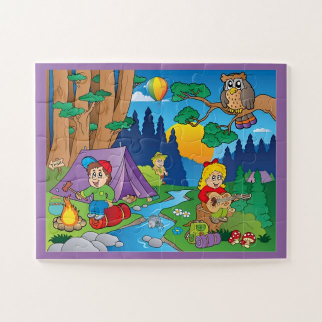 Lustige Cartoons Camping Puzzle (Horizontal)