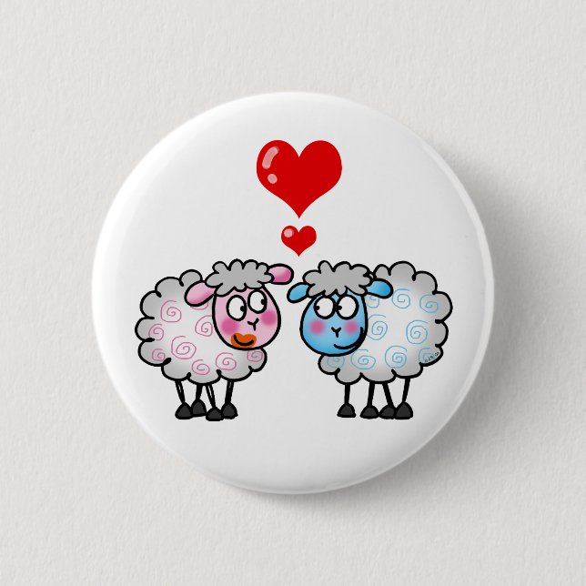 Lustige Cartoonschafe, Wedding Paare Button (Vorderseite)