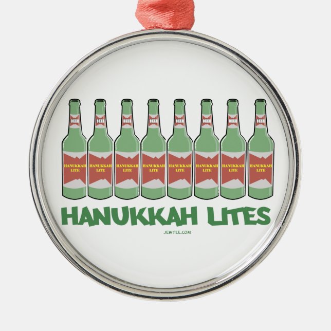 LUSTIGE CHANUKAH CHANUKKA LITES GESCHENKE SILBERNES ORNAMENT (Vorne)