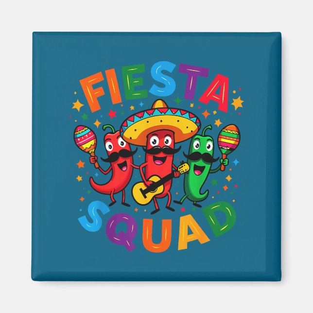 Lustige Chili-Pfeffer-Festa-Squad Cinco de Mayo Magnet (Vorne)