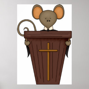 Lustige christliche Kirchenmausfigur Poster