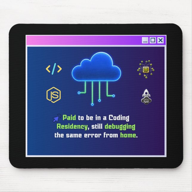 Lustige Coding-Residenz, Retro-Synthwave-Neon-Hack Mousepad (Vorne)