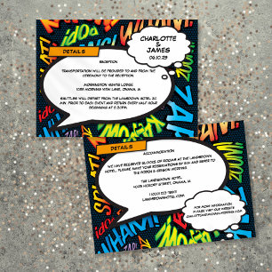 Lustige Comic-Hochzeitsdetails-Informationen Begleitkarte
