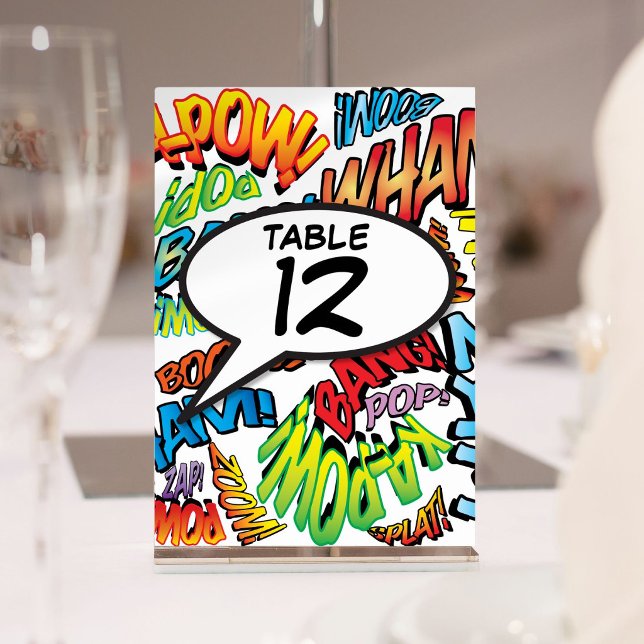 Lustige Comic- Pop-Art-Tischnummer Tischnummer (Fun Comic Book Pop Art Table Number)