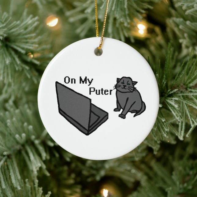 Lustige Computertomate-Meme Keramik Ornament (Baum)