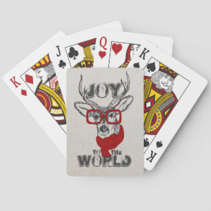 Lustige, coole Hirsch-Skizze „Joy to the World“-Zi Spielkarten