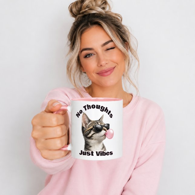 Lustige Coole Katze Nur Vibes Tasse (Von Creator hochgeladen)