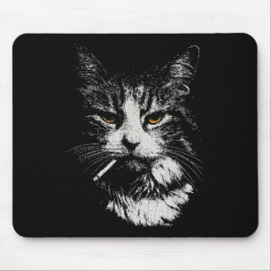 Lustige coole Katze raucht lustige Meme-Zigarette Mousepad