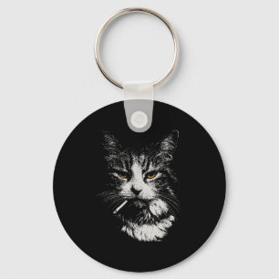 Lustige coole Katze raucht lustige Meme-Zigarette Schlüsselanhänger