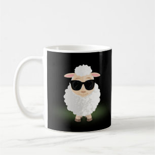Lustige Coole Schaf Sonnenbrille Neon Grün Cartoon Kaffeetasse