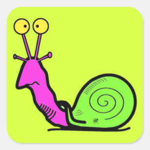 Lustige coole Schnecke Cartoon Quadratischer Aufkleber