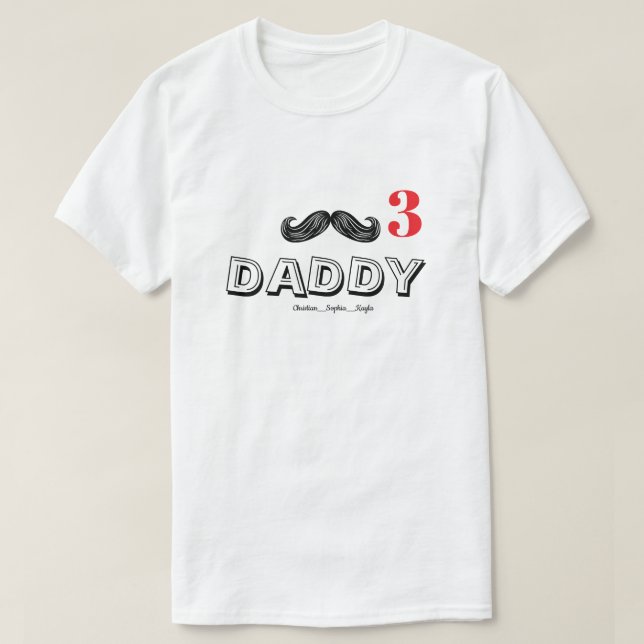 lustige coole Schnurrbart-Taddy & Kids-Namen T-Shirt (Design vorne)