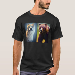 Lustige Coole Wilde Tier Bär & Weißer Hund Husky O T-Shirt