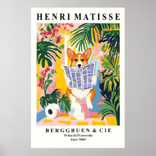 Lustige Corgi-Badezimmer-Druck Matisse-Stil Hund W Poster