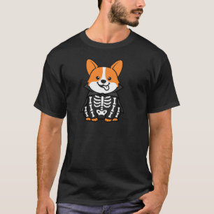 Lustige Corgi Halloween Skelett Vampir Umhang Hund T-Shirt