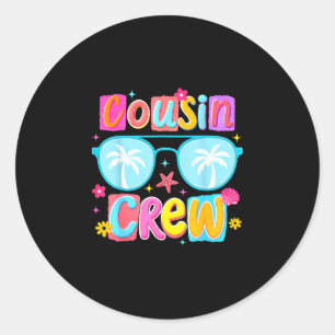Lustige Cousin-Crew Sommerferien Reise Strand Runder Aufkleber
