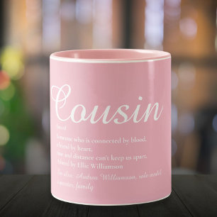 Lustige Cousine Definition Elegantes Skript Rosa Zweifarbige Tasse