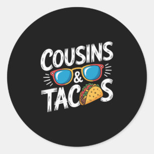 Lustige Cousins und Tacos Cousin Urlaub Runder Aufkleber