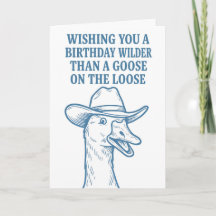 Lustige Cowboy-Gans-Geburtstagskarte: Blaue Linien