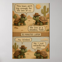Lustige Cowboy-Schildkröten-Wüsten-Schießerei-Comi
