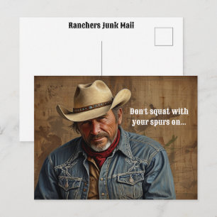 Lustige Cowboy-Zitate Farmer Rancher Land Westen Postkarte