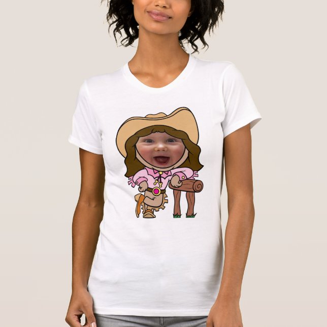 Lustige Cowgirl-Foto-Gesichts-Schablone T-Shirt (Vorderseite)