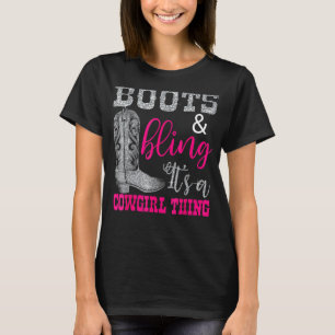 Lustige Cowgirl-Stiefel Bling Frauen Süße Liebe L T-Shirt