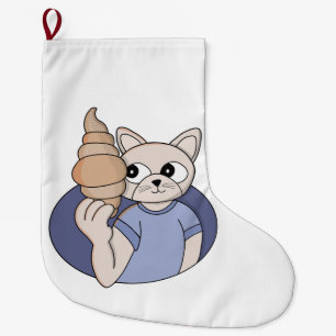 Lustige Croissant-Katze Großer Weihnachtsstrumpf
