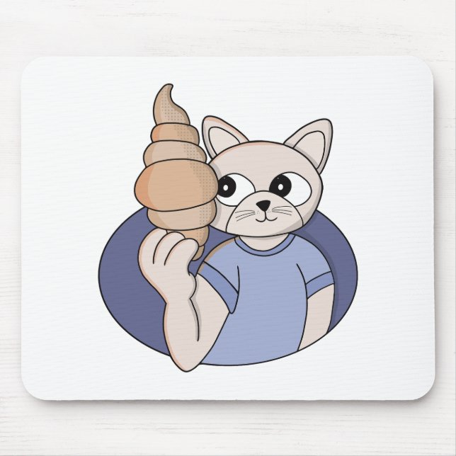 Lustige Croissant-Katze Mousepad (Vorne)