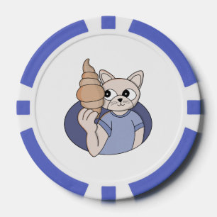 Lustige Croissant-Katze Pokerchips