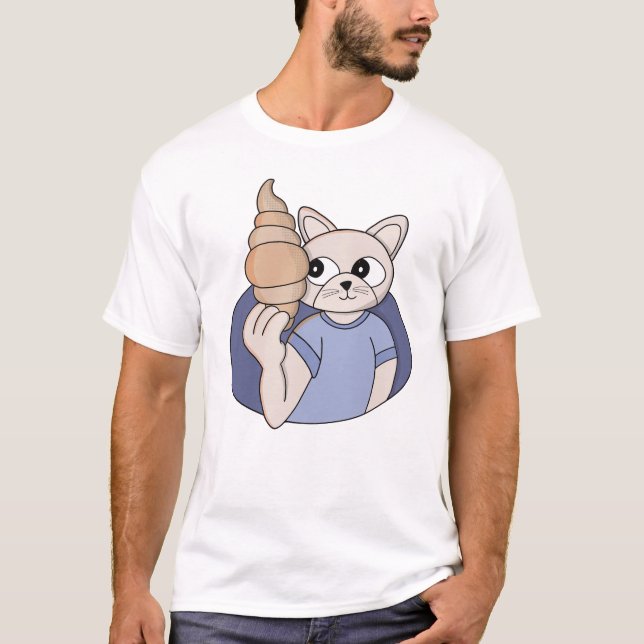 Lustige Croissant-Katze T-Shirt (Vorderseite)