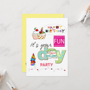 Lustige Cupcake Alles Gute zum Geburtstag Einladun Einladung