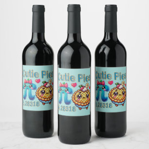 Lustige „Cutie Pies“ Hübsches Pi-Symbol & Pie-Pun Weinetikett