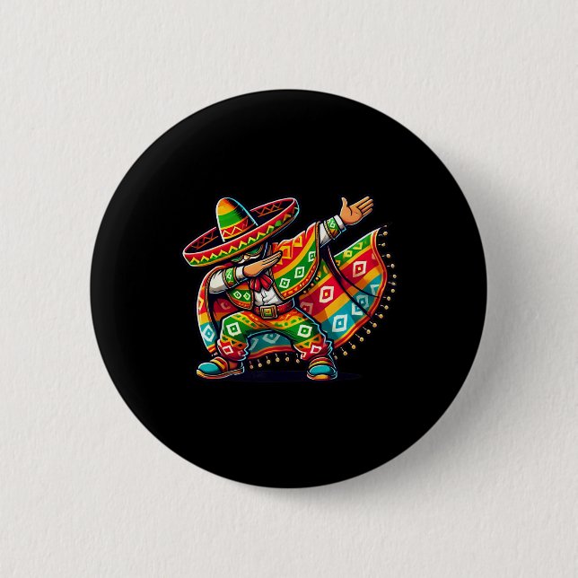 Lustige Dabbing-Jungs mexikanischer Poncho Cinco D Button (Vorderseite)