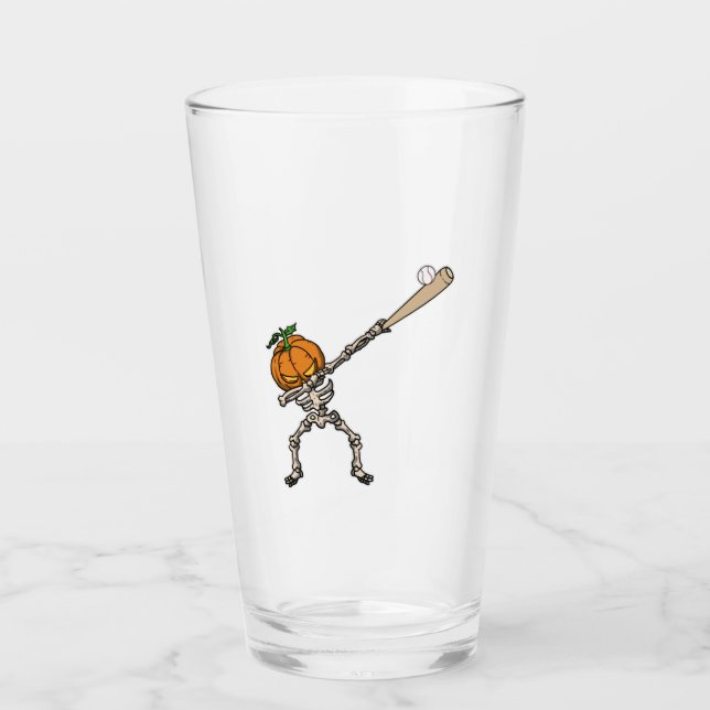 Lustige Dabbing-Kürbiskopf-Baseball-Geschenkidee Glas (Vorderseite)