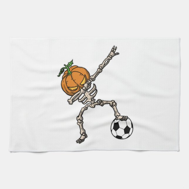 Lustige Dabbing-Kürbiskopf-Fußball-Geschenkidee Geschirrtuch (Horizontal)