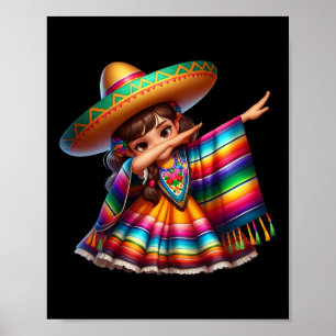 Lustige Dabbing-Mexikanischer-Poncho-Sombrero-Cinc Poster