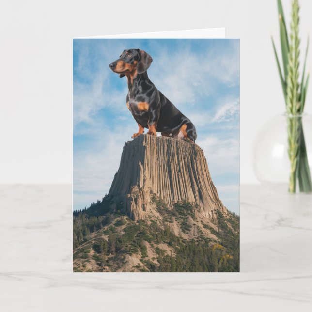 Lustige Dachshund Devils Tower Karte (Vorderseite)