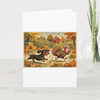 Lustige Dachshund Thanksgiving-Karte — Truthahnjag Karte