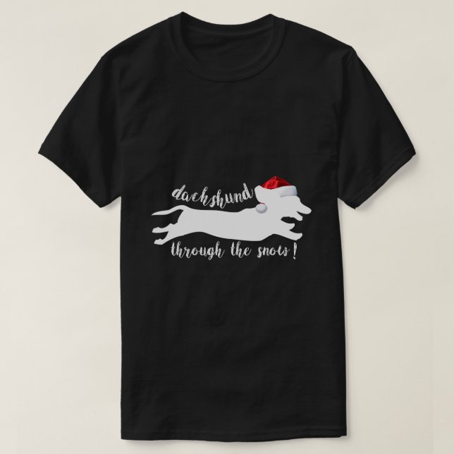lustige Dackel durch die Schneefeste im Shirt (Design vorne)