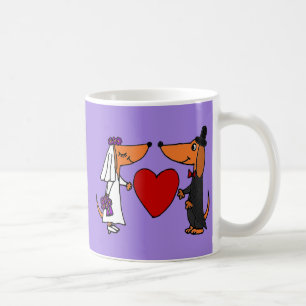 Lustige Dackel-Welpen-Hunde Braut und Tasse