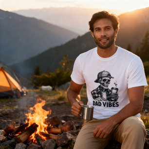 Lustige Dad-Vibes-Skelett-Kaffee-Retro-Vatertag T-Shirt