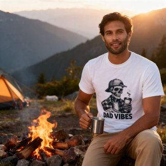 Lustige Dad-Vibes-Skelett-Kaffee-Retro-Vatertag T-Shirt