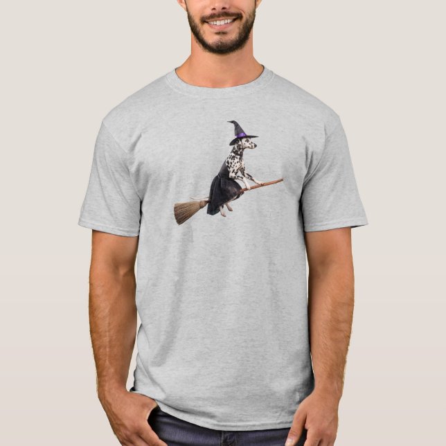 Lustige Dalmatiner Hexe T-Shirt (Vorderseite)