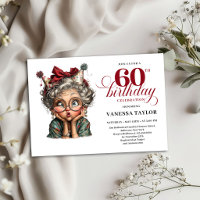 Lustige Dame 60. Geburtstag Einladungs Party Vorla